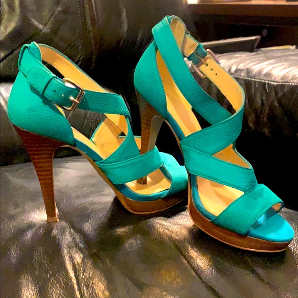 Nine west high hills turquoise sandals